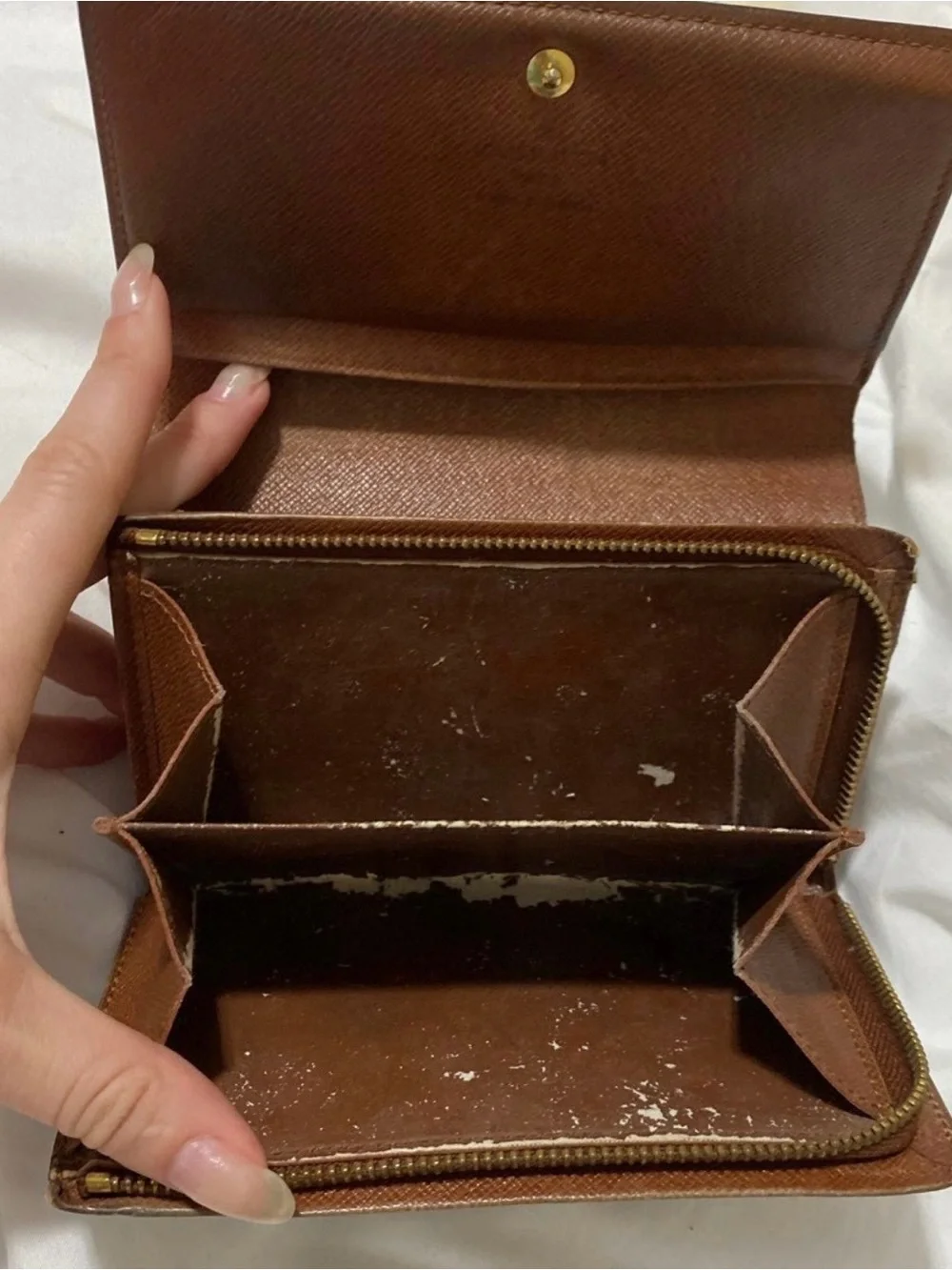 Louis Vuitton Brown Monogram Wallet with Gold Snap